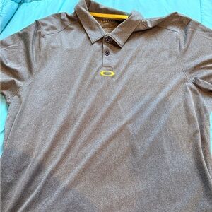 Oakley Brown Polo with Yellow Logo Accent